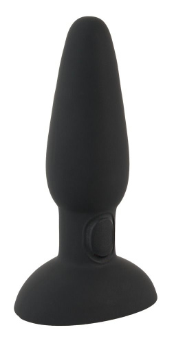 Черная анальная вибропробка с пульсацией в нижней части Thumping Anus Butt Plug - 15 см. фото 2