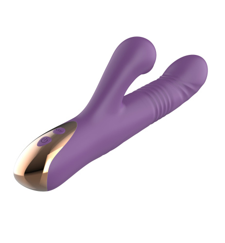 Фиолетовый вибратор-кролик с возвратно-поступательной стимуляцией фото 3