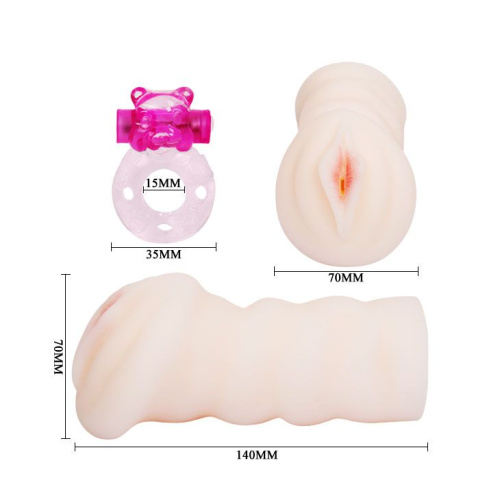 Мастурбатор-вагина с вибрацией от съёмного кольца - 14 см. фото 6