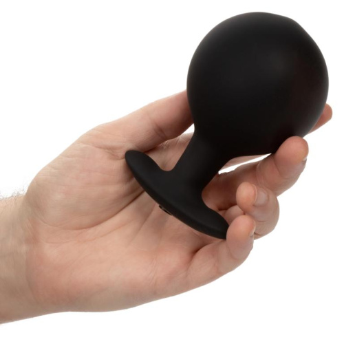 Черная расширяющаяся анальная пробка Weighted Silicone Inflatable Plug Large - 8,25 см. фото 6