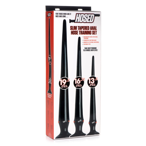 Набор из 3 черных больших гибких анальных стимуляторов Slim Tapered Anal Hose Trainer Set фото 3