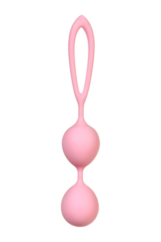 Розовые силиконовые вагинальные шарики с ограничителем-петелькой фото 2