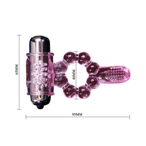 Розовое эрекционное кольцо с вибростимуляцией клитора Baile фото 3
