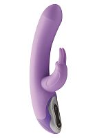 Фиолетовый вибратор NOVA RABBIT с клиторальным зайчиком - 23,5 см.