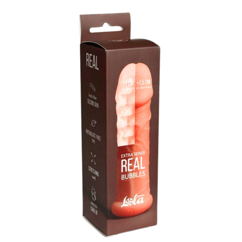 Телесный фаллоудлинитель Extra Sense Bubbles - 13,5 см. фото 6