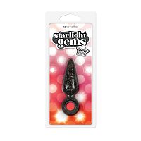 Чёрная анальная пробка Booty Pops с кольцом - 8 см.