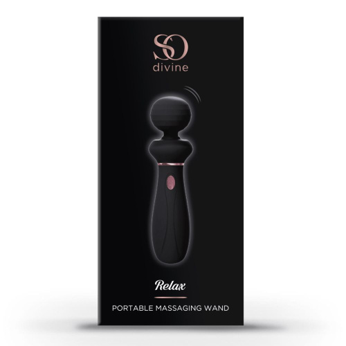 Черный вибратор So Divine Relax Portable Massage Wand - 24 см. фото 6