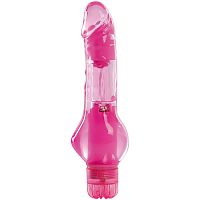 Розовый вибратор VIBRATOR JAMMY JELLY ALLURING с широким основанием - 16,5 см.