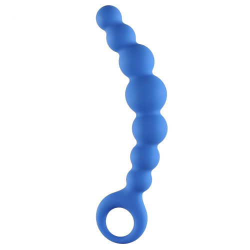 Синяя упругая анальная цепочка Flexible Wand - 18 см. фото 2