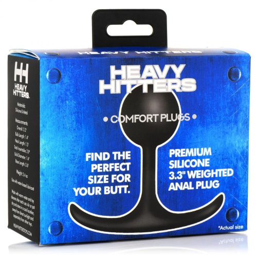 Черная анальная пробка с утяжелением Premium Silicone 3.3  Weighted Round Plug - 8,4 см. фото 2