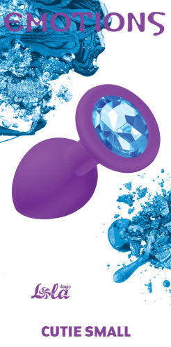 Малая фиолетовая анальная пробка Emotions Cutie Small с голубым кристаллом - 7,5 см. фото 3