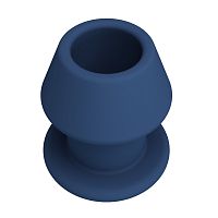 Синяя анальная пробка с открытым каналом - 8,7 см.