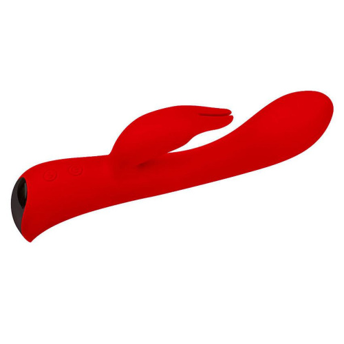 Красный вибромассажер-кролик 5  Silicone Bunny Love - 19,1 см. фото 3