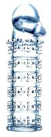 Прозрачная насадка на пенис с рельефом - 12 см.