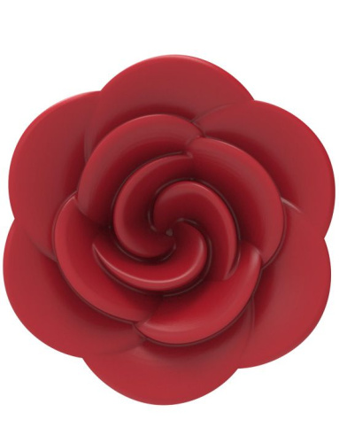 Красная анальная пробка с ограничительным основанием в виде розы фото 3