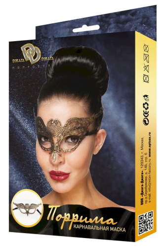 Золотистая карнавальная маска  Поррима фото 3