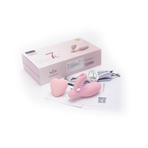 Нежно-розовый мини-вибратор в форме зайчика с пультом ДУ фото 2
