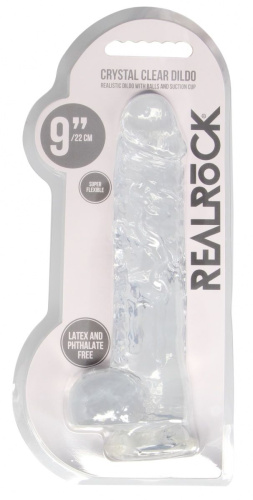 Прозрачный фаллоимитатор Realrock Crystal Clear 9 inch - 25 см. фото 3