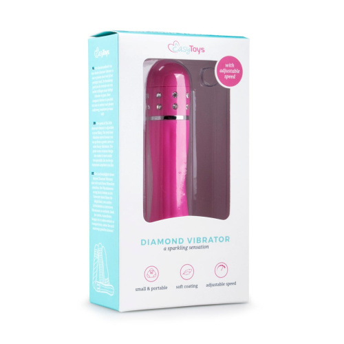Розовый мини-вибратор Diamond Vibrator со стразами - 11,4 см. фото 3