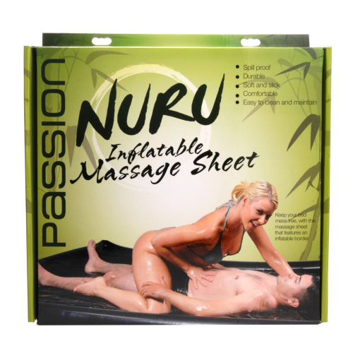 Черная виниловая простынь с надувными краями Nuru Inflatable Vinyl Massage Sheet фото 4