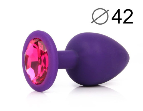 Фиолетовая анальная пробка с малиновым кристаллом - 9,5 см. фото 2
