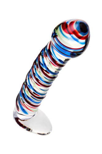 Стеклянный фаллос с разноцветными спиралями - 16,5 см. фото 3