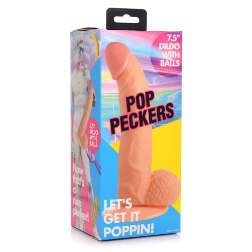 Телесный фаллоимитатор на присоске 7.5  Dildo with Balls - 21,5 см. фото 5