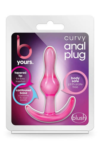 Розовая анальная пробка Curvy Anal Plug - 8,4 см. фото 2