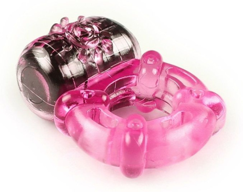 Розовое эрекционное кольцо c вибропулей фото 2