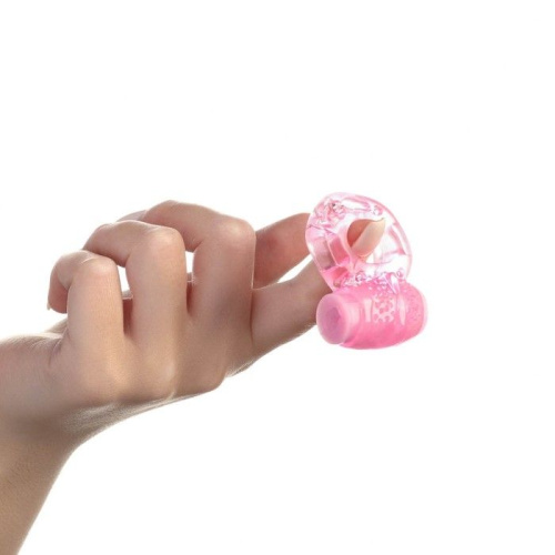Розовое мягкое эрекционное кольцо с вибрацией фото 3