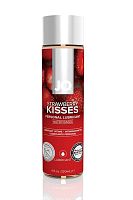 Лубрикант на водной основе с ароматом клубники JO Flavored Strawberry Kisses - 120 мл.