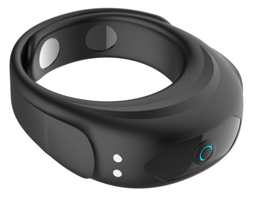 Черное эрекционное виброкольцо на ремешках