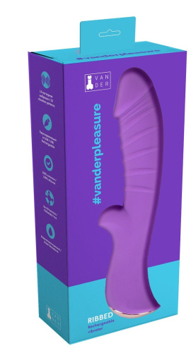 Фиолетовый вибромассажёр с рёбрышками Ribbed - 18 см. фото 4