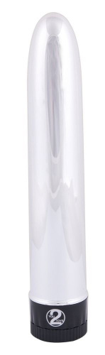 Серебристый классический вибратор Silver Lover - 19 см. фото 2
