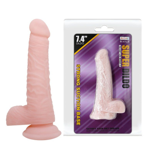 Телесный фаллоимитатор с присоской Super Dildo - 18,8 см. фото 2