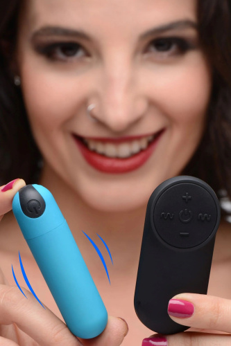 Голубая вибропуля с пультом ДУ 21X Vibrating Bullet with Remote Control фото 4