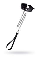 Кожаный двухслойный ошейник с красной строчкой и поводком