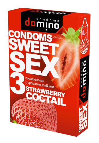 Презервативы для орального секса DOMINO Sweet Sex с ароматом клубничного коктейля  - 3 шт. фото 2