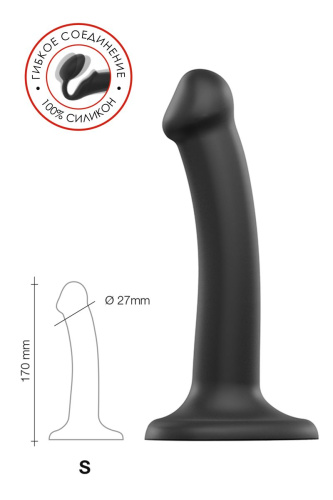 Черный фаллос на присоске Silicone Bendable Dildo S - 17 см. фото 9