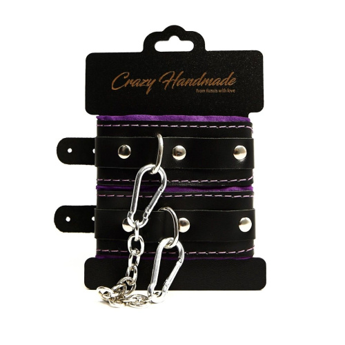 Черно-фиолетовые скругленные наручники с мягкой подкладкой Черно-фиолетовые скругленные наручники с мягкой подкладкой