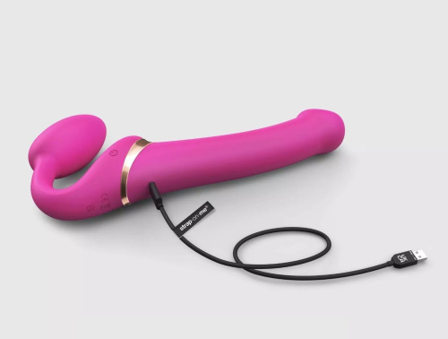 Ярко-розовый безремневой страпон Multi Orgasm Bendable Strap-On size L с клиторальной стимуляцией фото 3 Ярко-розовый безремневой страпон Multi Orgasm Bendable Strap-On size L с клиторальной стимуляцией фото 3