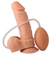 Фаллоимитатор-реалистик на присоске с грушей - 16,5 см.