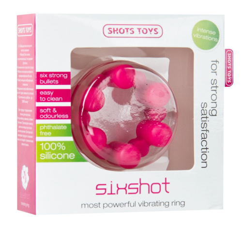Розовое эрекционное кольцо с вибрацией Sixshot фото 2