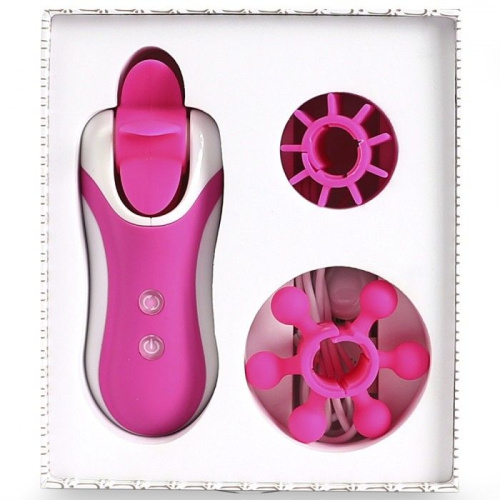 Розовый оросимулятор Clitella со сменными насадками для вращения фото 5