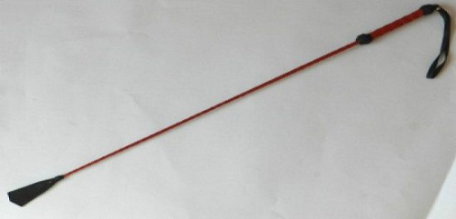 Длинный плетённый стек с наконечником-ладошкой и красной рукоятью - 85 см. фото 2