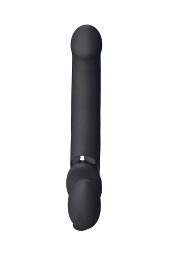 Черный безремневой вибрострапон Vibrating Bendable Strap-On - size L фото 4