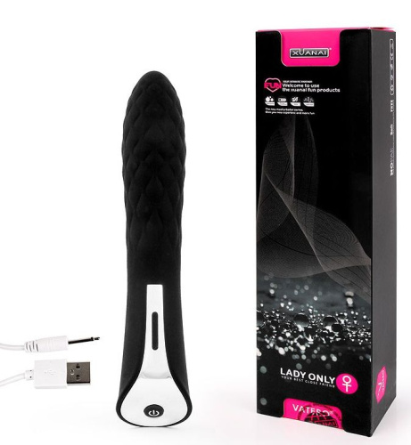 Черный стильный вибромассажер с 7 режимами пульсации - 20 см. фото 2