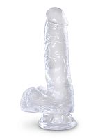 Прозрачный фаллоимитатор King Cock Clear 6  Cock with Balls - 17,8 см. Прозрачный фаллоимитатор King Cock Clear 6  Cock with Balls - 17,8 см.