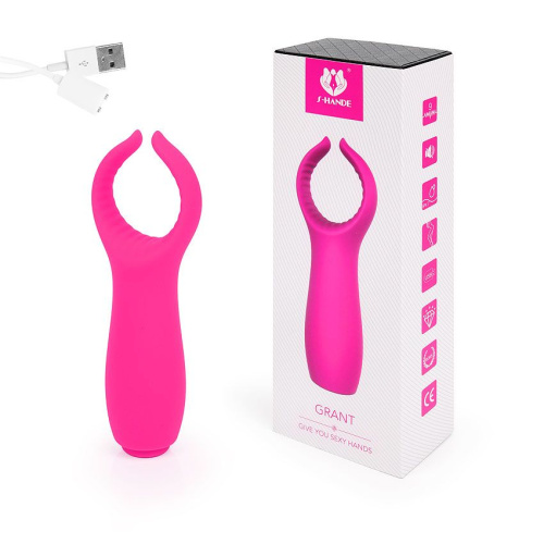 Ярко-розовый клиторальный стимулятор Grant фото 2