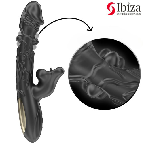 Черный вибратор с режимами колебаний и посасывания - 23,5 см. фото 3
